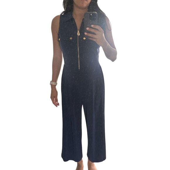 MICHAEL Michael Kors Navy Blue Jumpsuit Cropped Jumper Size S - Picture 8 of 8